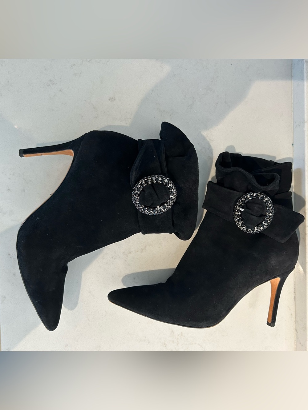 Badgley Mischka Suede Stiletto Booties, Size 8 - Picture 2 of 7